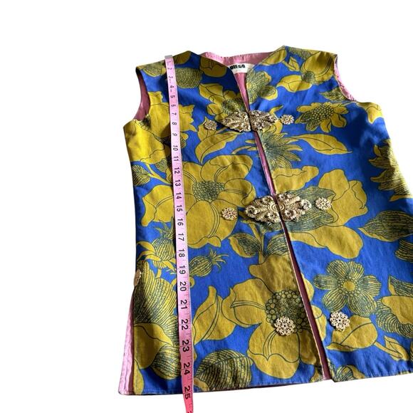 Diego New York Vintage Brocade Vest Floral Gold Closure Size S/M - Picture 11 of 13